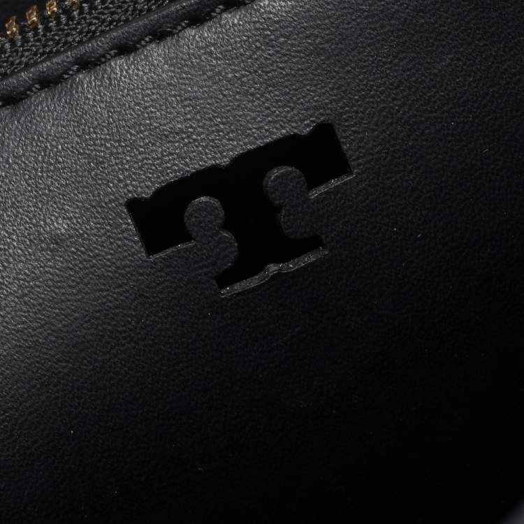 Pre Owned Tory Burch Black Leather Block T Top Handle Bag