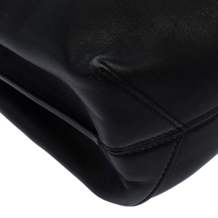 Pre Owned Tory Burch Black Leather Block T Top Handle Bag