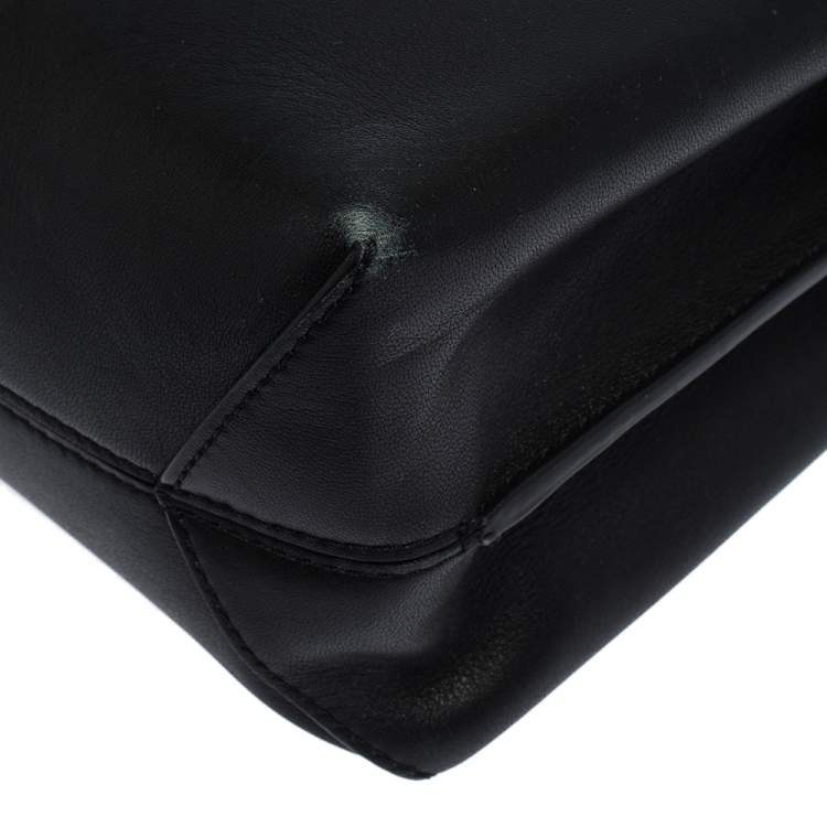 Pre Owned Tory Burch Black Leather Block T Top Handle Bag