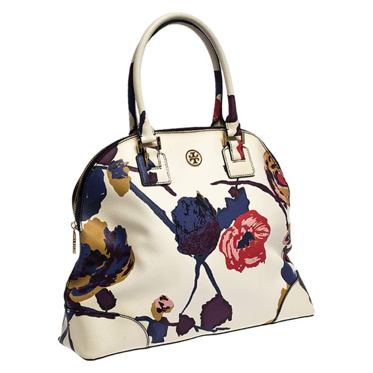 Pre Owned Tory Burch Multicolor Floral Print Coated Canvas Large Robinson Dome Satchel