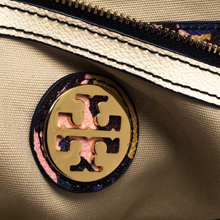 Pre Owned Tory Burch Multicolor Floral Print Coated Canvas Large Robinson Dome Satchel