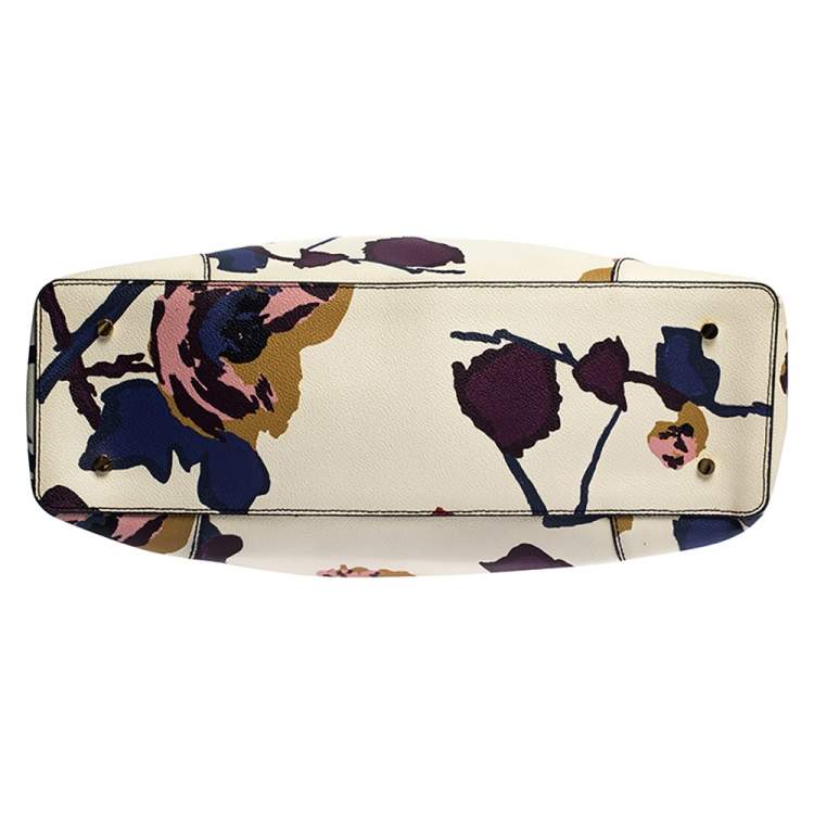 Pre Owned Tory Burch Multicolor Floral Print Coated Canvas Large Robinson Dome Satchel