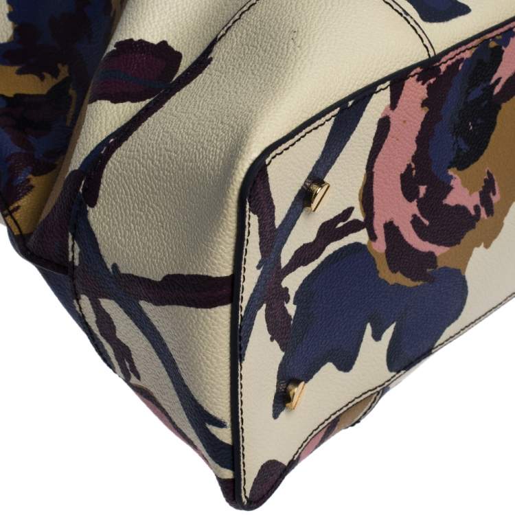 Pre Owned Tory Burch Multicolor Floral Print Coated Canvas Large Robinson Dome Satchel
