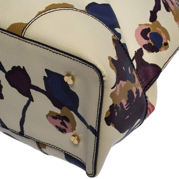Pre Owned Tory Burch Multicolor Floral Print Coated Canvas Large Robinson Dome Satchel