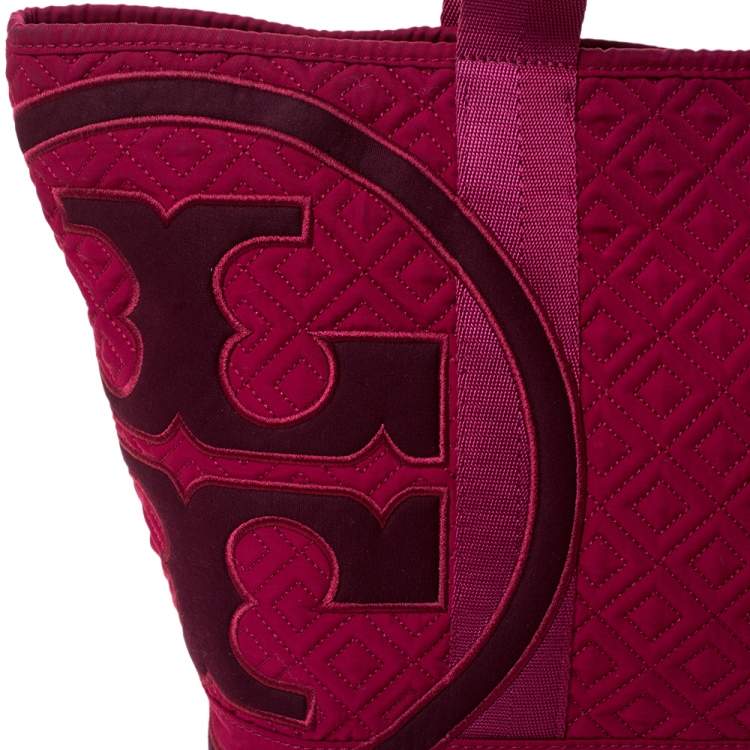 Pre Owned Tory Burch Fuchsia Nylon Marion Shopper Tote