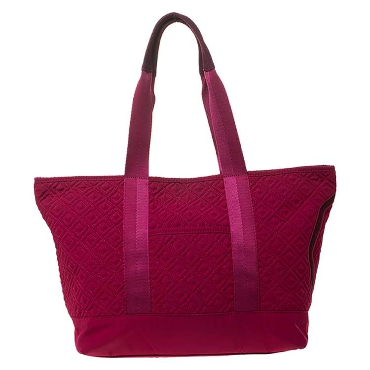 Pre Owned Tory Burch Fuchsia Nylon Marion Shopper Tote