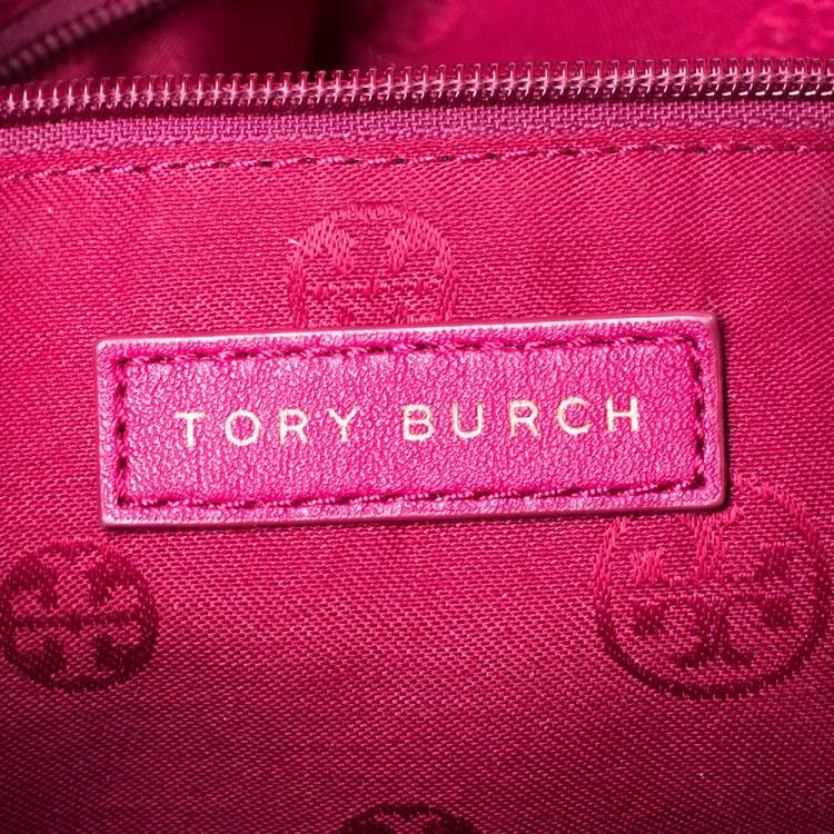 Pre Owned Tory Burch Fuchsia Nylon Marion Shopper Tote