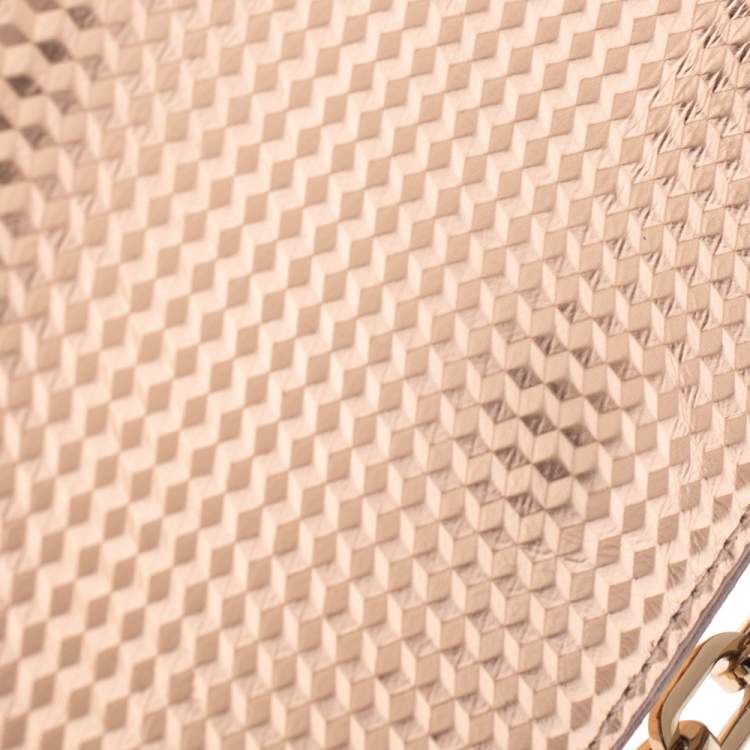 Pre Owned Tory Burch Metallic Rose Gold Leather Crossbody Bag