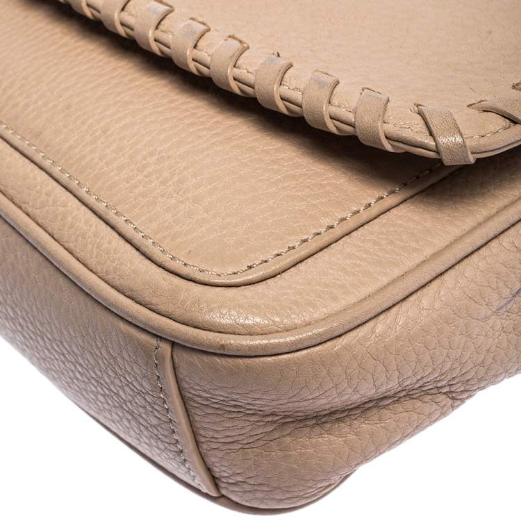 Pre Owned Tory Burch Light Pink Leather Mini Marion Crossbody Bag