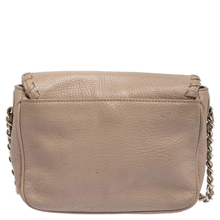 Pre Owned Tory Burch Light Pink Leather Mini Marion Crossbody Bag