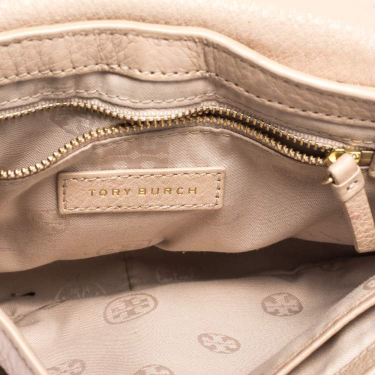 Pre Owned Tory Burch Light Pink Leather Mini Marion Crossbody Bag