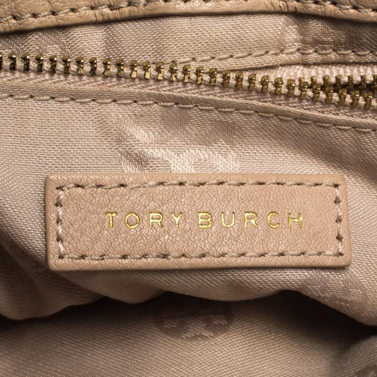 Pre Owned Tory Burch Light Pink Leather Mini Marion Crossbody Bag