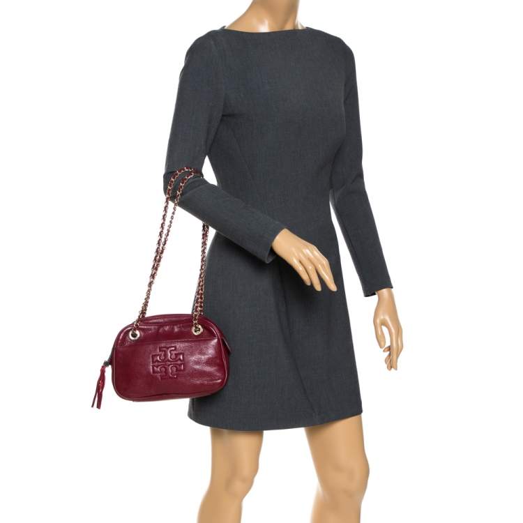 Pre Owned Tory Burch Red Leather Camera Shoulder Bag