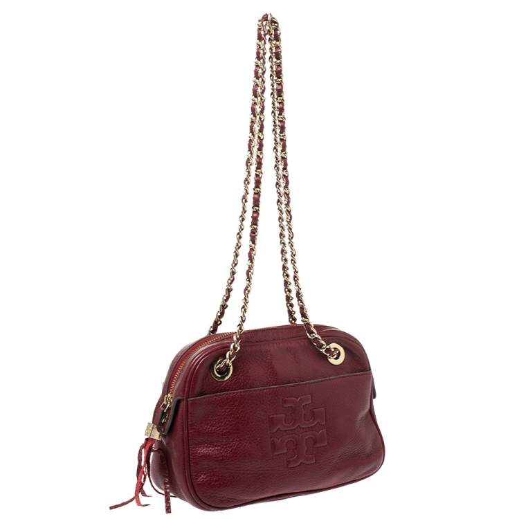 Pre Owned Tory Burch Red Leather Camera Shoulder Bag