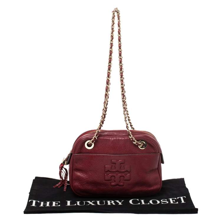 Pre Owned Tory Burch Red Leather Camera Shoulder Bag