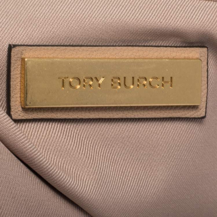 Pre Owned Tory Burch Beige Quilted Leather Fleming Tote