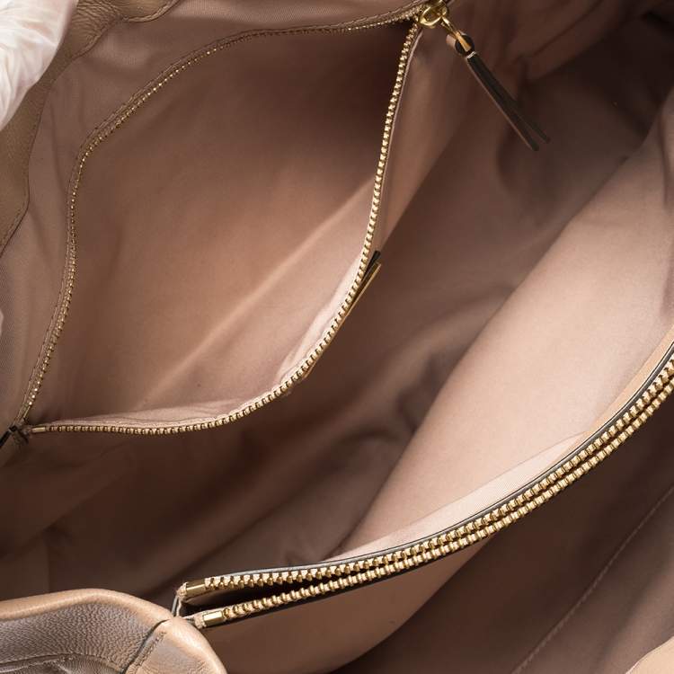 Pre Owned Tory Burch Beige Quilted Leather Fleming Tote