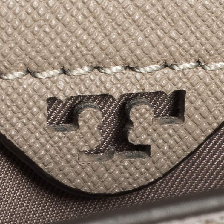 Pre Owned Tory Burch Grey Leather Robinson Flap Crossbody Bag