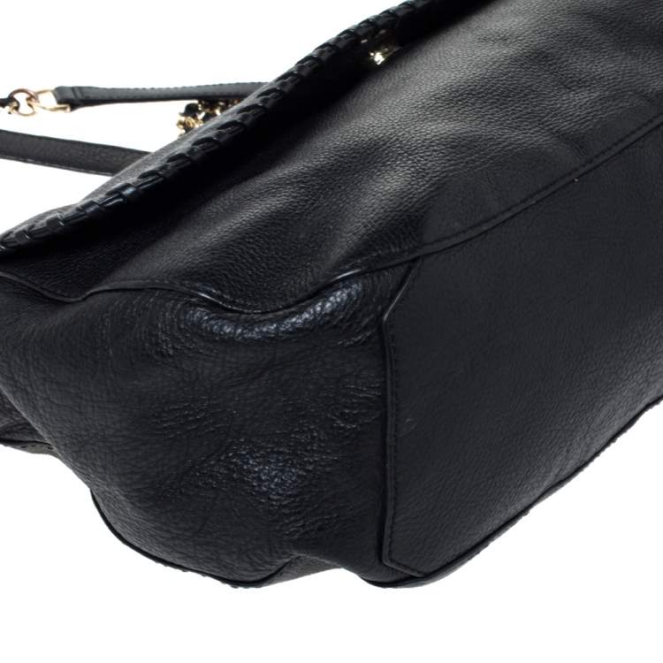 Pre Owned Tory Burch Black Leather  Chelsea Flap Shoulder Bag