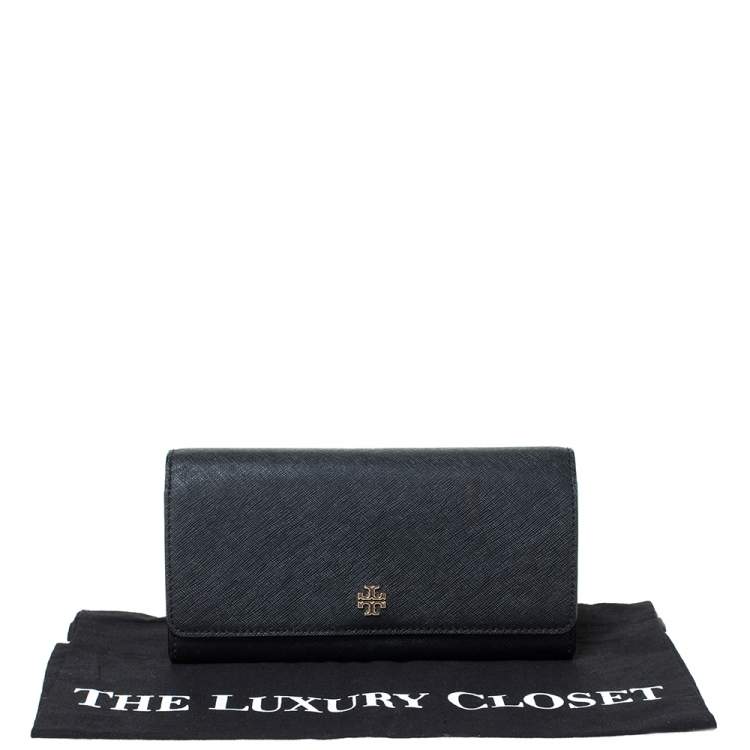Pre Owned Tory Burch Black Leather Continental Wallet 