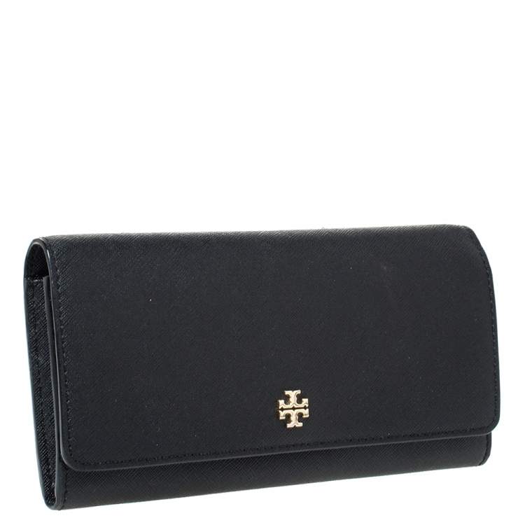 Pre Owned Tory Burch Black Leather Continental Wallet 