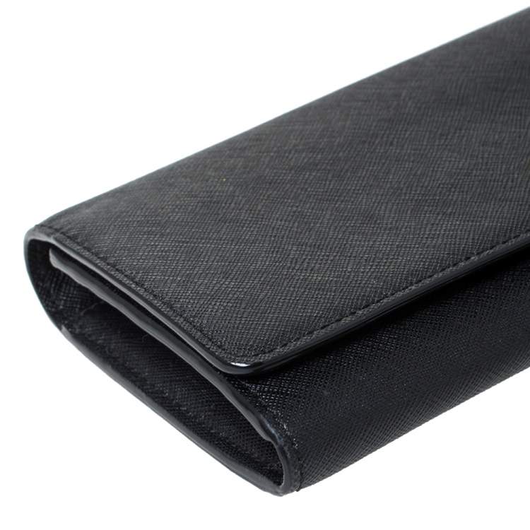 Pre Owned Tory Burch Black Leather Continental Wallet 