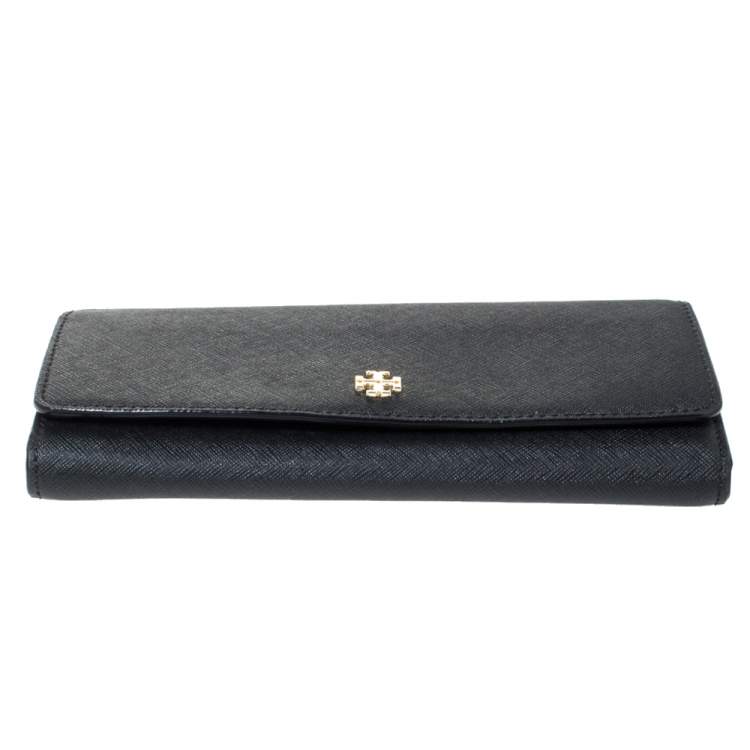 Pre Owned Tory Burch Black Leather Continental Wallet 
