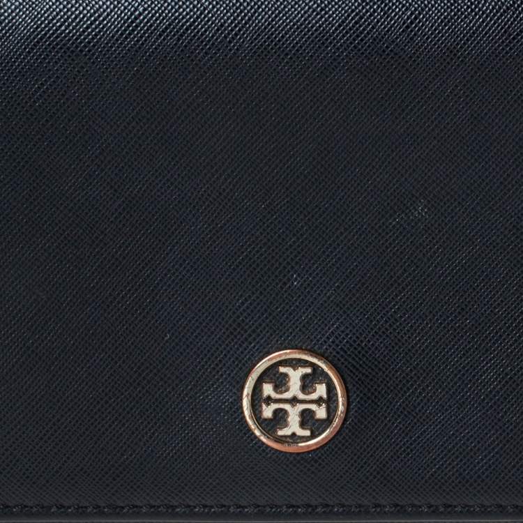Pre Owned Tory Burch Black Leather Robinson Flap Chain Clutch Bag