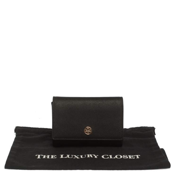 Pre Owned Tory Burch Black Leather Robinson Compact Wallet