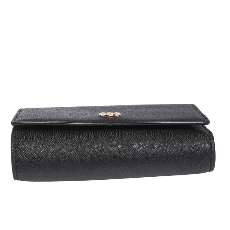 Pre Owned Tory Burch Black Leather Robinson Compact Wallet