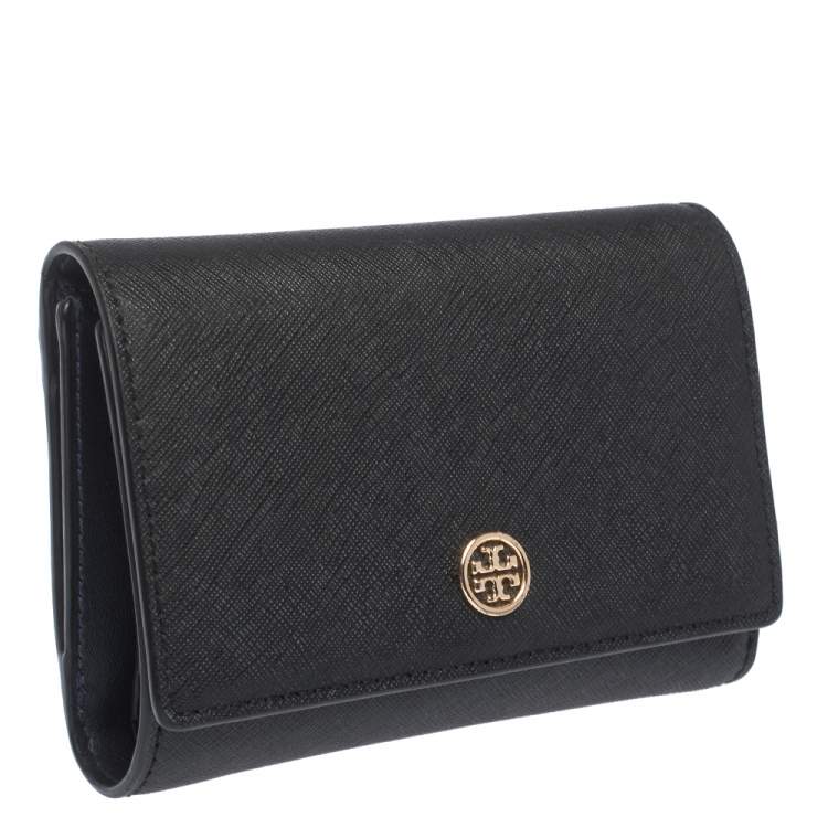 Pre Owned Tory Burch Black Leather Robinson Compact Wallet