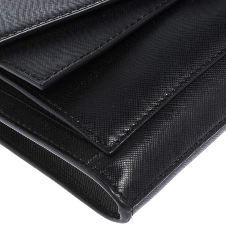 Pre Owned Tory Burch Black Leather Envelope Crossbody Bag