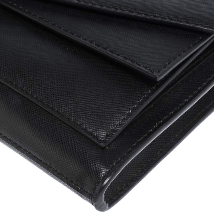 Pre Owned Tory Burch Black Leather Envelope Crossbody Bag