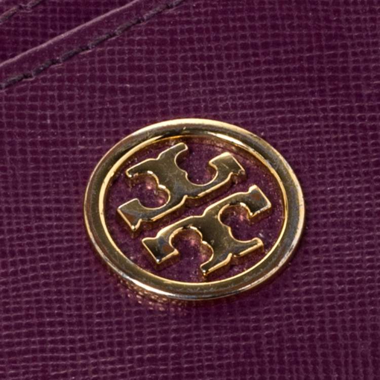 Pre Owned Tory Burch Purple Leather Robinson Card Holder