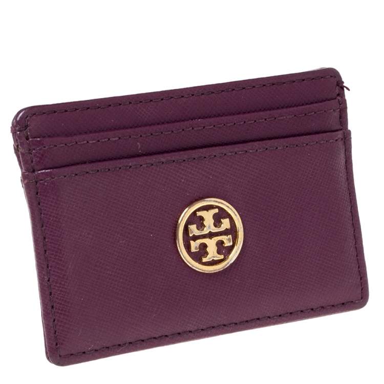 Pre Owned Tory Burch Purple Leather Robinson Card Holder