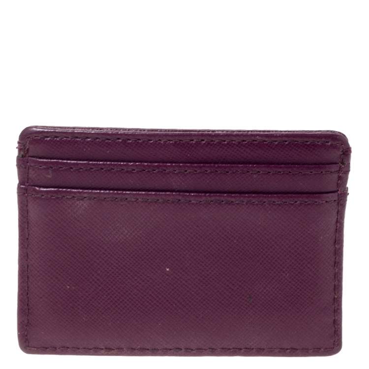 Pre Owned Tory Burch Purple Leather Robinson Card Holder
