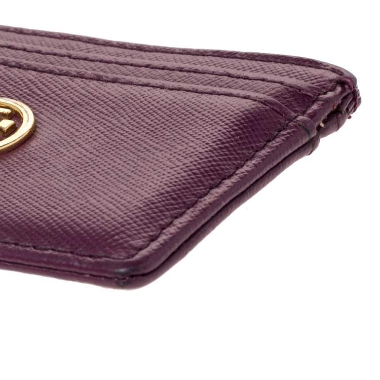 Pre Owned Tory Burch Purple Leather Robinson Card Holder