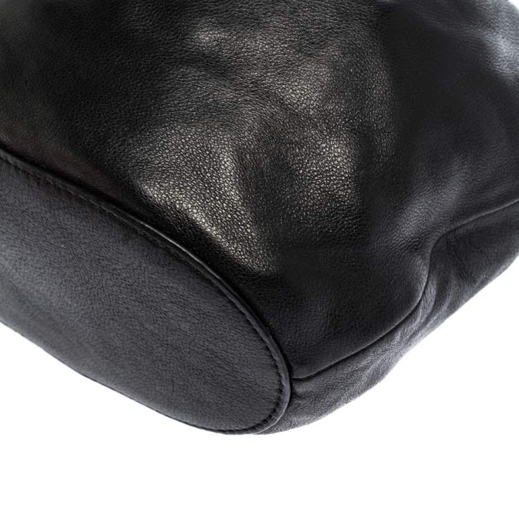 Pre Owned Tory Burch Black Leather Drawstring Crossbody Bag