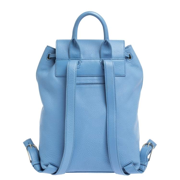 Pre Owned Tory Burch Blue Leather Brody Drawstring Backpack