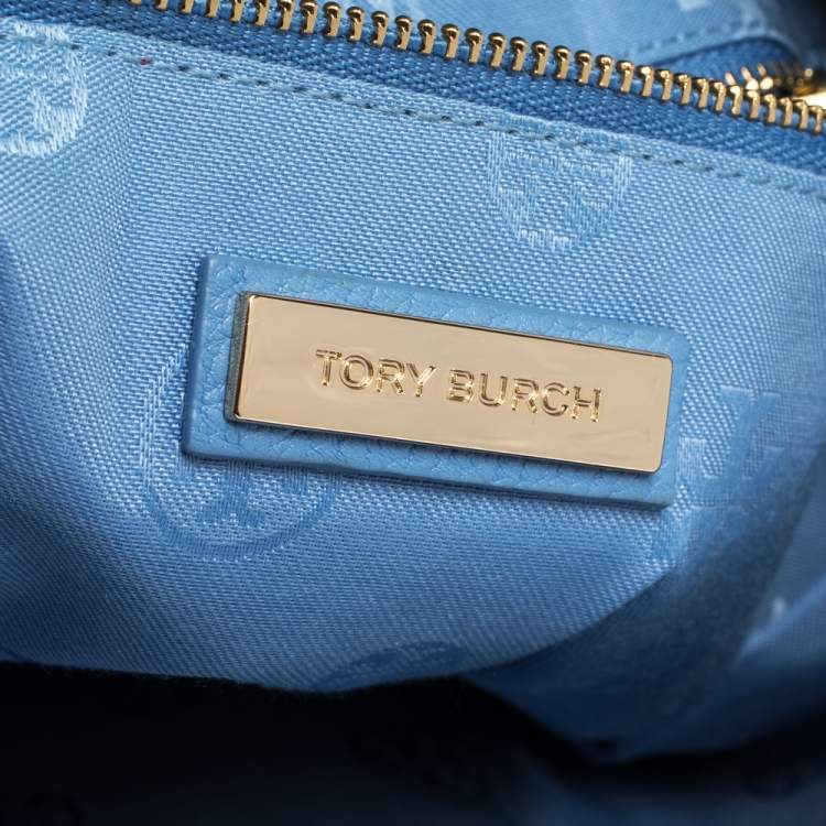 Pre Owned Tory Burch Blue Leather Brody Drawstring Backpack