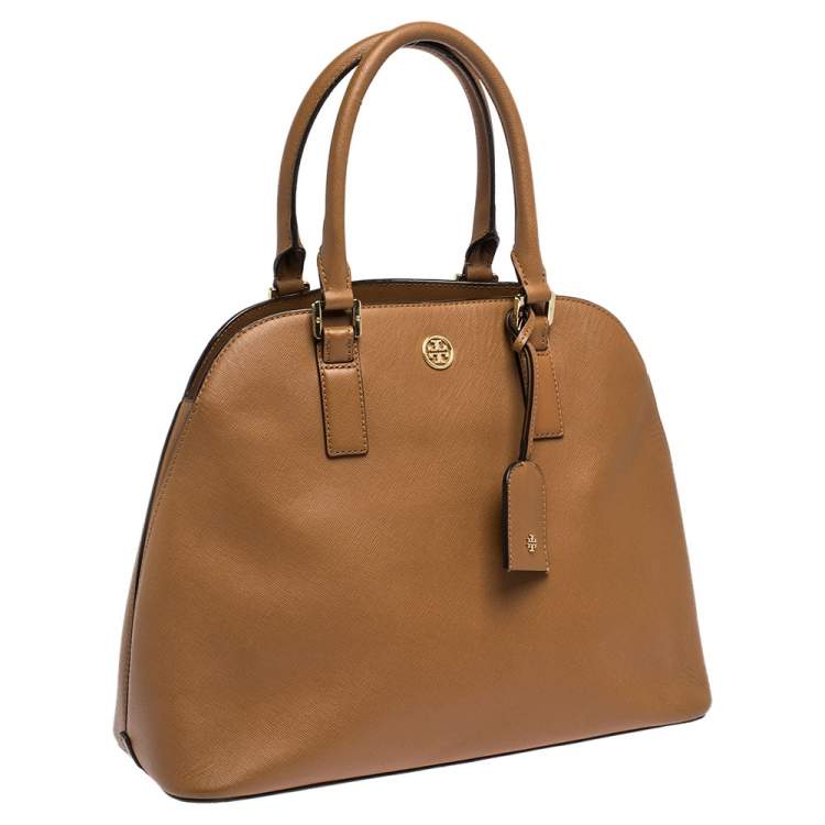 Pre Owned Tory Burch Brown Leather Robinson Dome Satchel