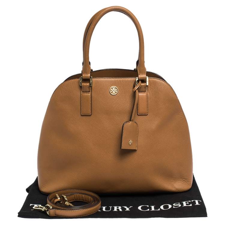 Pre Owned Tory Burch Brown Leather Robinson Dome Satchel