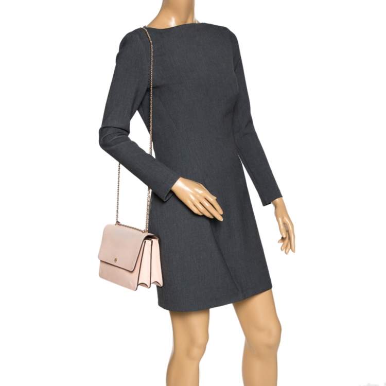 مملوكة مسبقًا Tory Burch Coral Pink Leather Flap Shoulder Bag