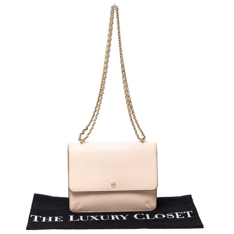 مملوكة مسبقًا Tory Burch Coral Pink Leather Flap Shoulder Bag