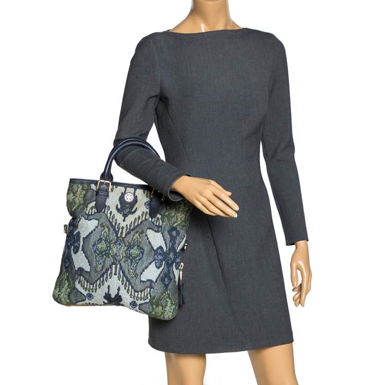 Tory Burch Multicolor Jacquard Fabric Finley Fold Over Tote Tory Burch | TLC