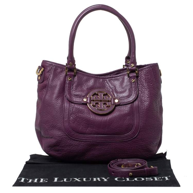 Pre Owned Tory Burch Purple Leather Amanda Hobo