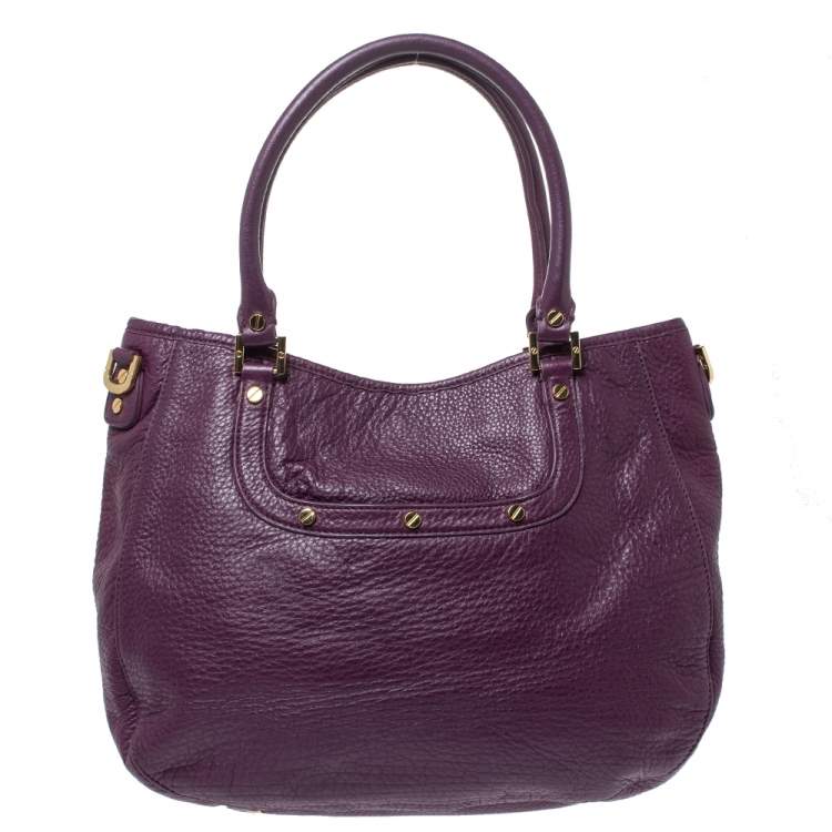 Pre Owned Tory Burch Purple Leather Amanda Hobo