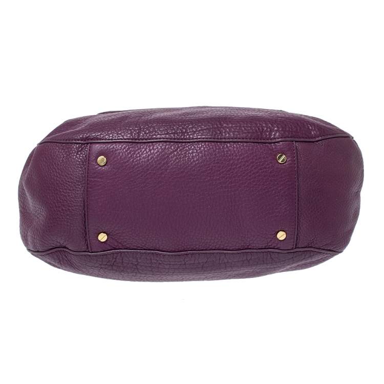 Pre Owned Tory Burch Purple Leather Amanda Hobo