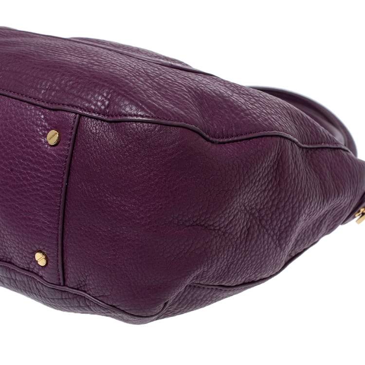 Pre Owned Tory Burch Purple Leather Amanda Hobo