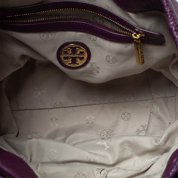 Pre Owned Tory Burch Purple Leather Amanda Hobo